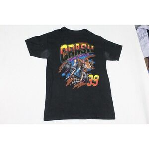 Crash Bandicoot Men Black Shirt Graphic Print Short Sleeve Casual Size Medium